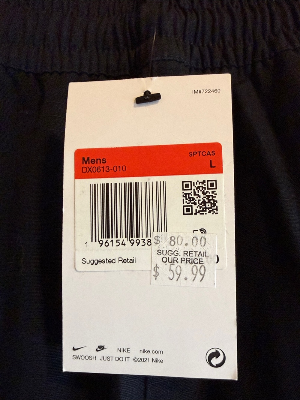 Nike Black Men's Cargo Pants with White Swoosh - Picture 2 of 7